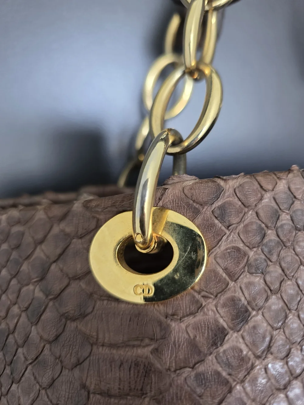 VTG Authentic Christian Dior Paris Exotic leather python Handbag Certified 12x15 - Picture 10 of 16